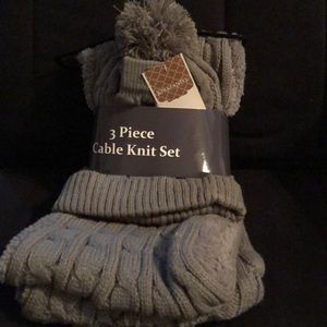 Scarf, hat, and gloves